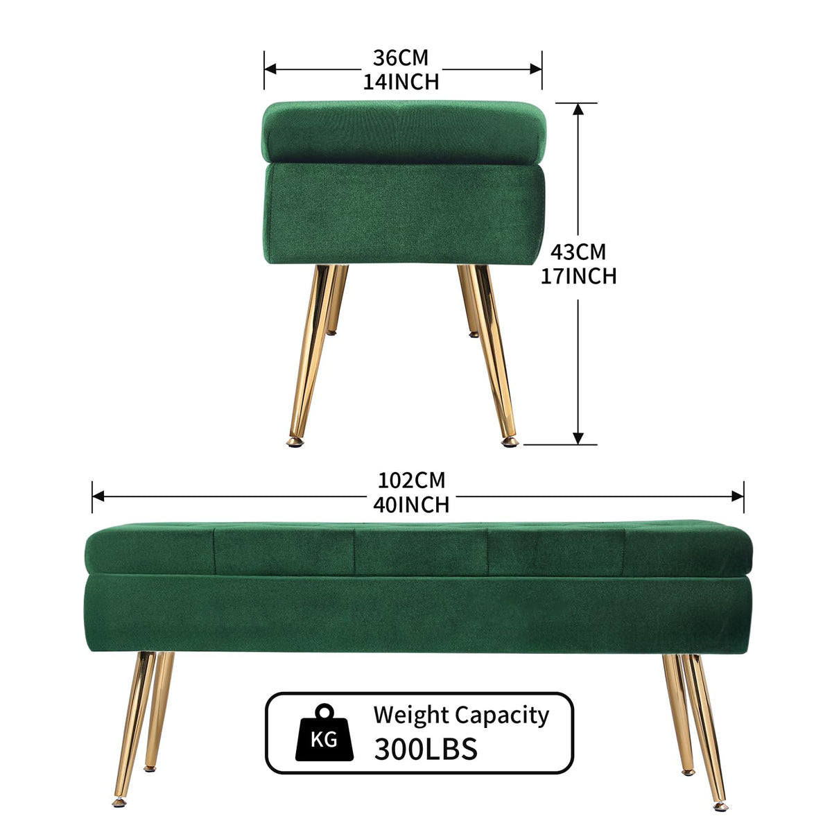 Velvet Storage Bench