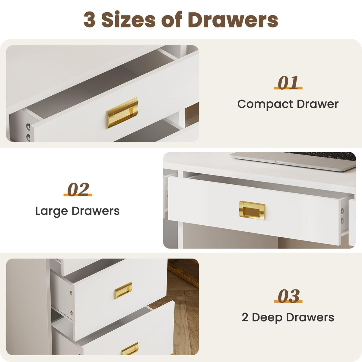 Desk with 5 Drawers and Cabinet