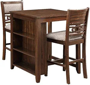 Counter Height Dining Set with Storage Shelf, 3-Piece
