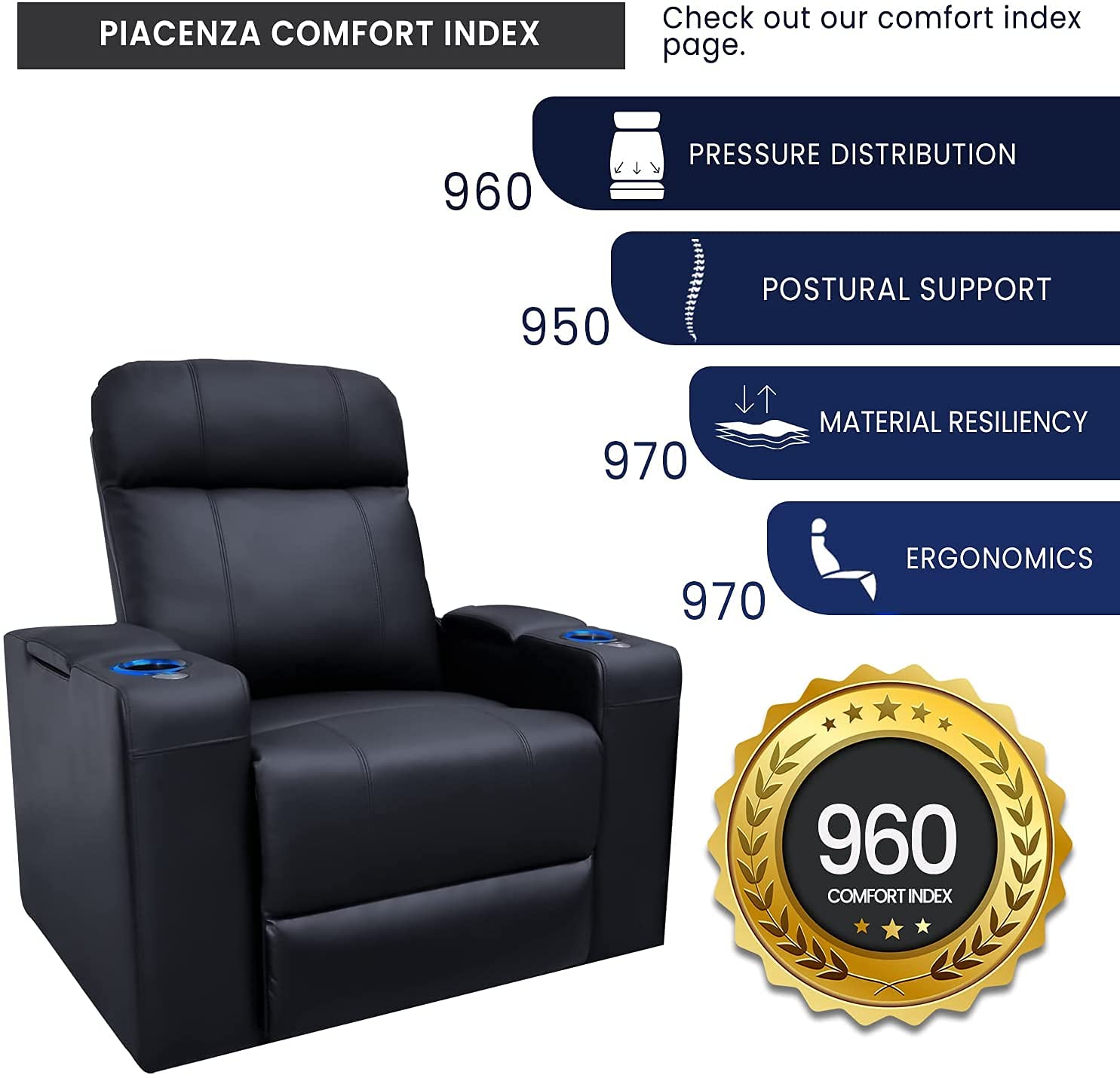 Power Headrest Home Theater Recliner Seat