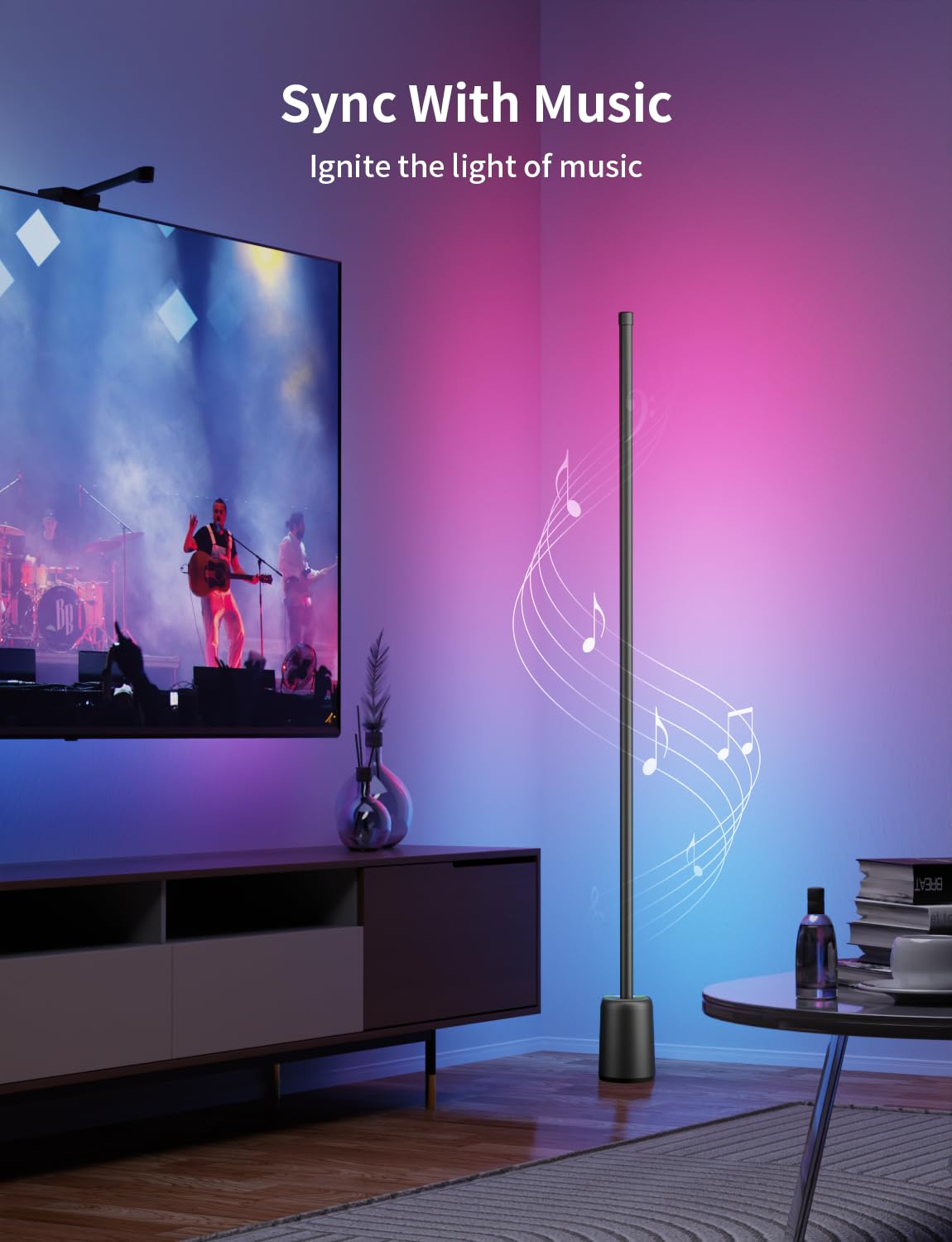 RGB Corner Floor Lamp with Music Sync & Voice Control