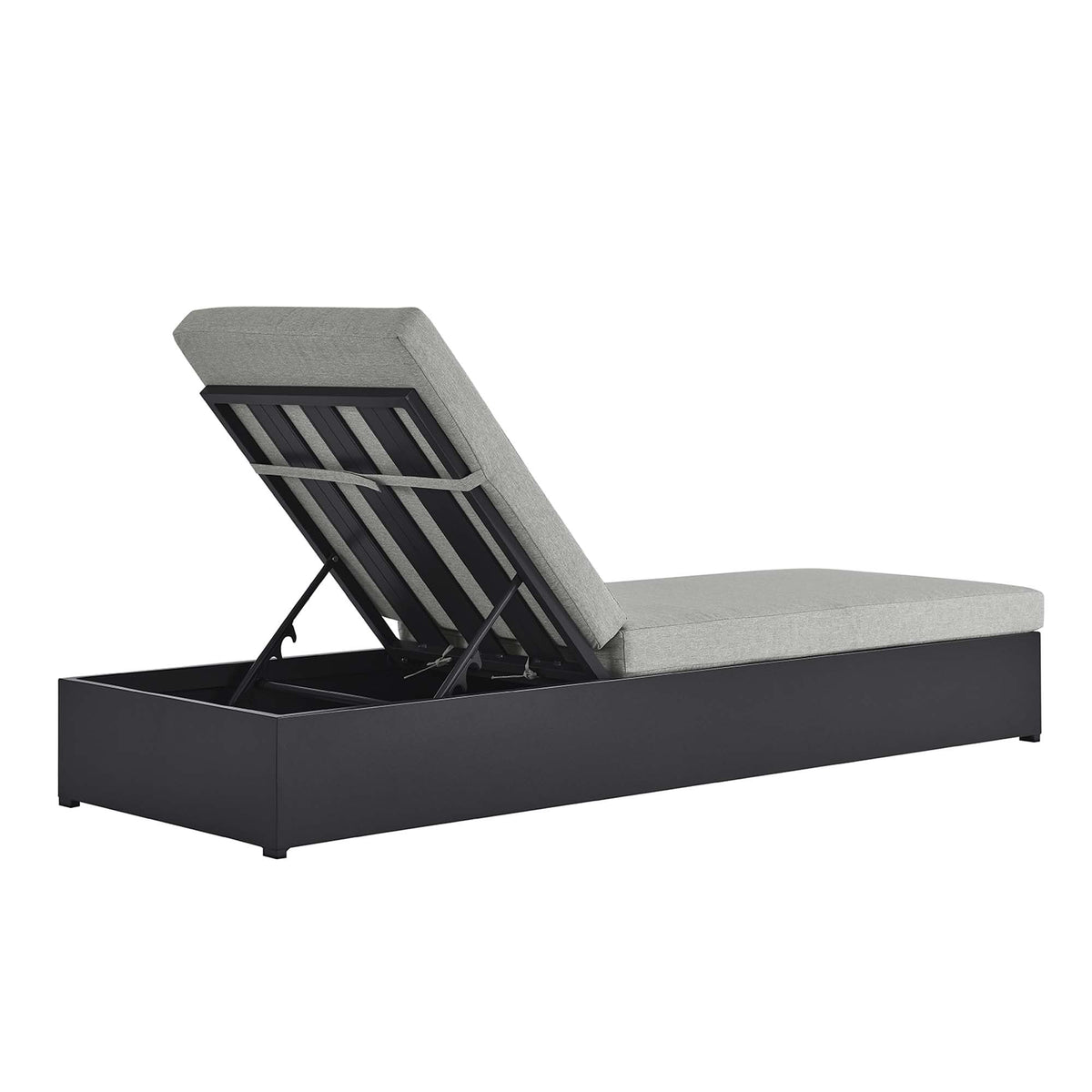 Modway Tahoe Aluminum Outdoor Chaise Lounge Gray with Weather-Resistant Cushions, Perfect Patio Sunbed or Recliner Chair for Pool Furniture