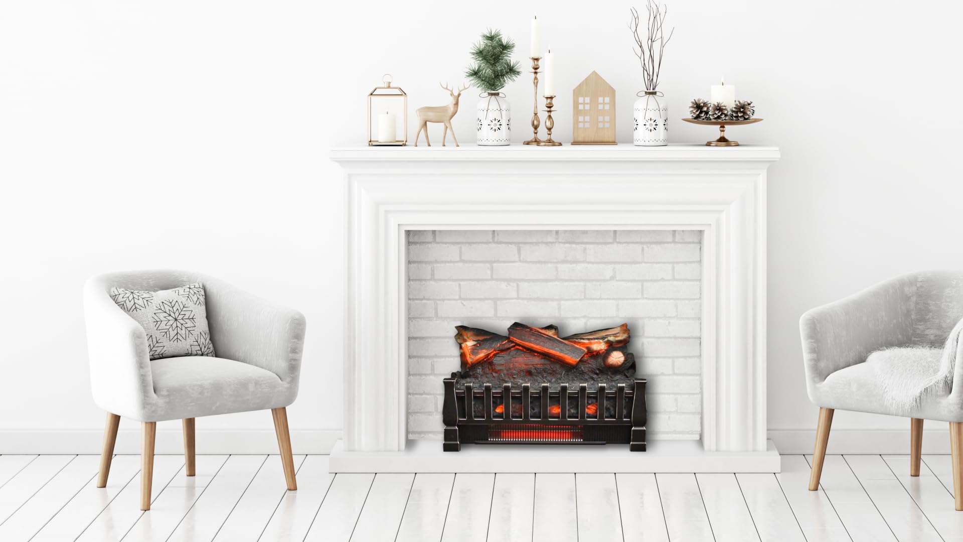 duraflame Electric Log Set 1,000 Sq Ft Heater, Faux Logs Insert with Infrared Flames for Existing Fireplaces, Remote Control Included