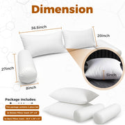 IYTFNSDLE Twin Size Bolster & Back Pillow Inserts Replacement Set with 3D Cotton Filling,Bolster Cushions for Outdoor or Indoor Twin Daybed,Insert ONLY