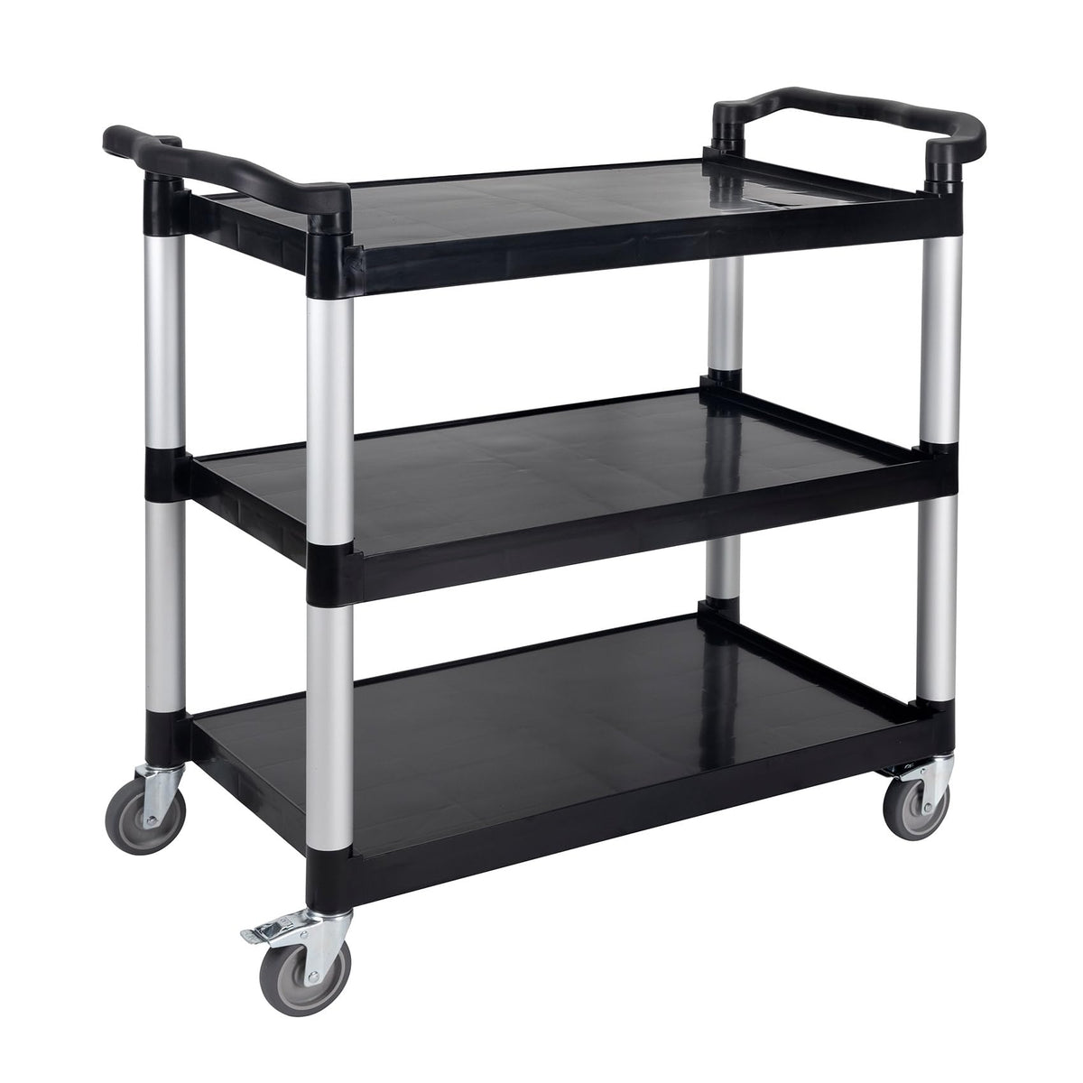 UNICOO® Heavy Duty 3-Tier Rolling Cart, Service Utility Cart on Wheels, 550lbs Capacity, Lockable & Silent Wheels, Anti-Rust, Easy Clean for Restaurant, Office, Dorm, Garage, Kitchen Storage