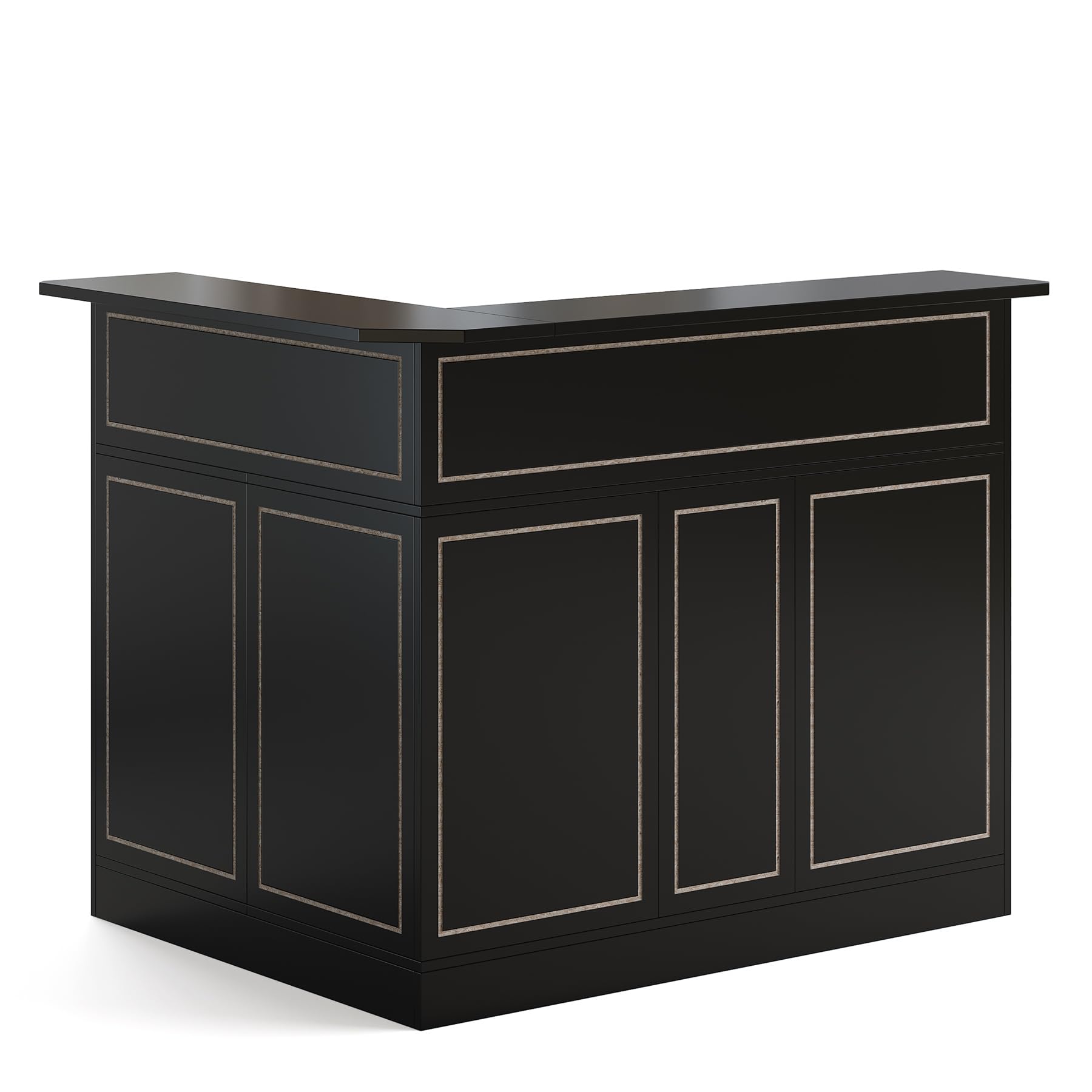 L-Shaped Corner Bar Cabinet with Stemware Racks