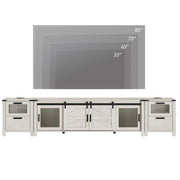 WAMPAT TV Stand Set for 85 inch TV with Charging Station, 3 in 1 Wood Entertainment Center TV Console Table for Living Room, Antique White