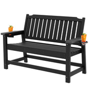 WELYAS HDPE Outdoor Bench for Porch, 48" Weatherproof Easy Assemble,Black