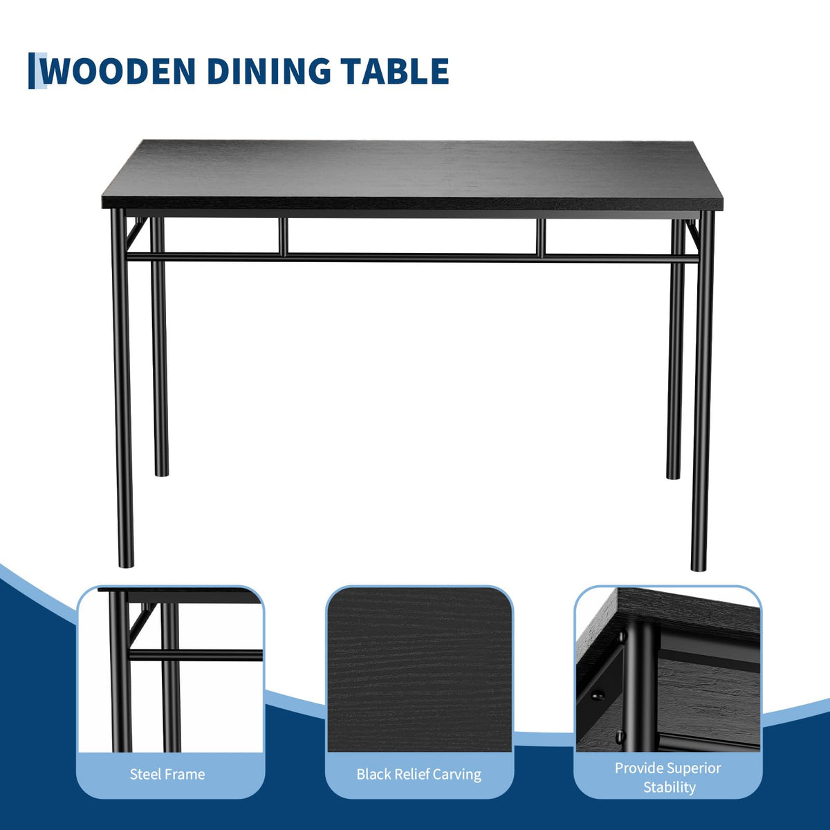 IDEALHOUSE 4-Piece Modern Dining Table Set, Kitchen Table with Upholstered Chairs and Bench, Kitchen Table Set for Small Space, Apartment, Home, Studio