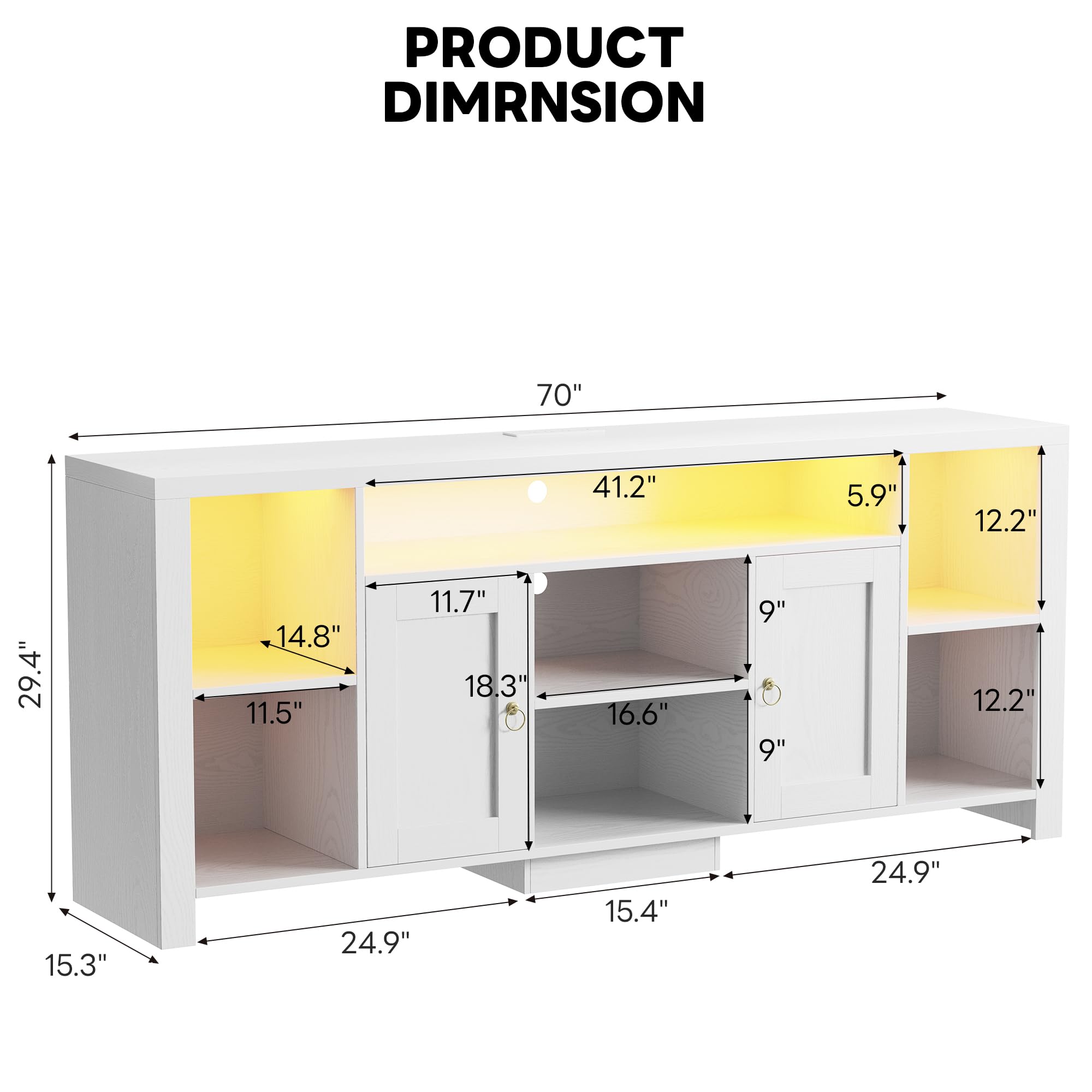 TV Stand with LED Lights & Power Outlet