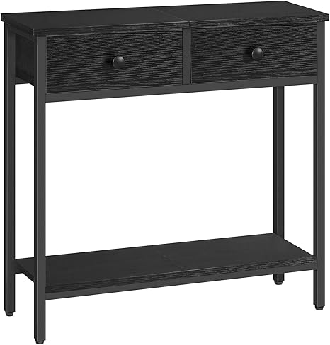Narrow Console Table with 2 Fabric Drawers