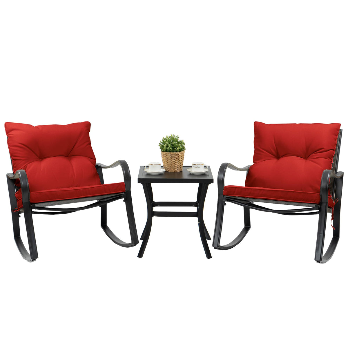 Kozyard 3 Piece Outdoor Rocking Chairs Patio Bistro Set