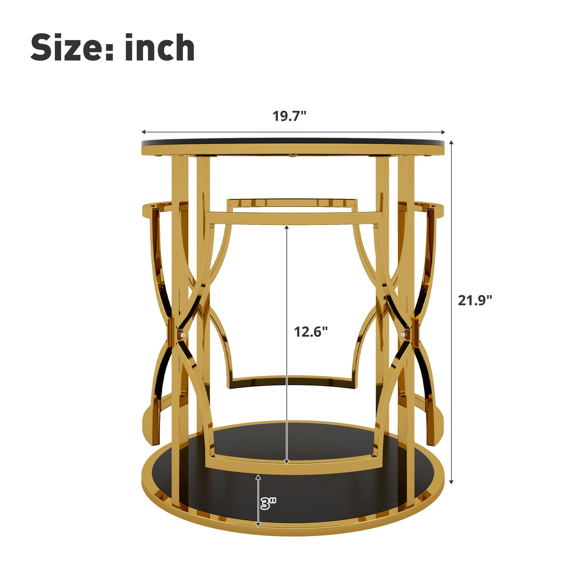 Glass Side Table with Gold Frame