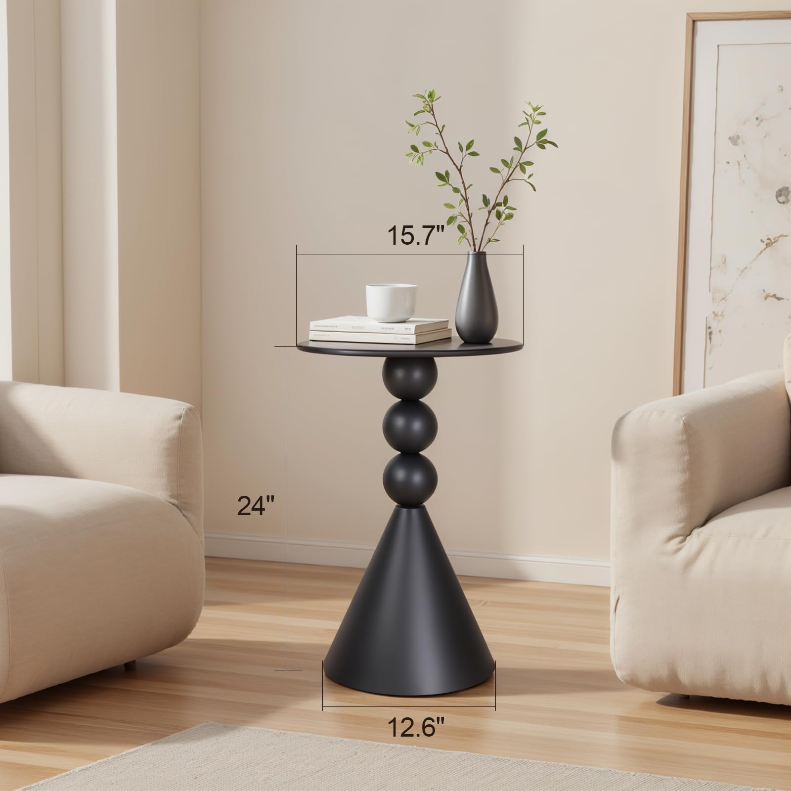 Round Metal Martini Pedestal Side Table