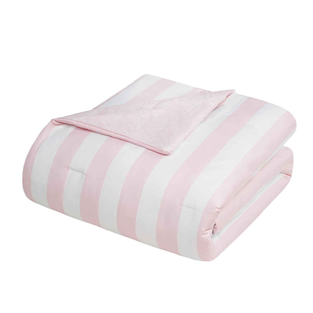 Pink Striped Reversible Comforter Set