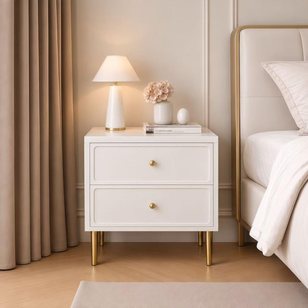 White 2-Drawer Nightstand