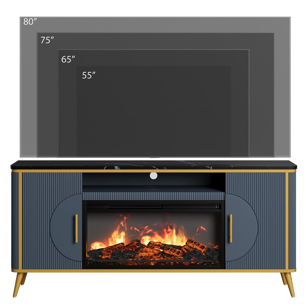 Fluted Fireplace TV Stand