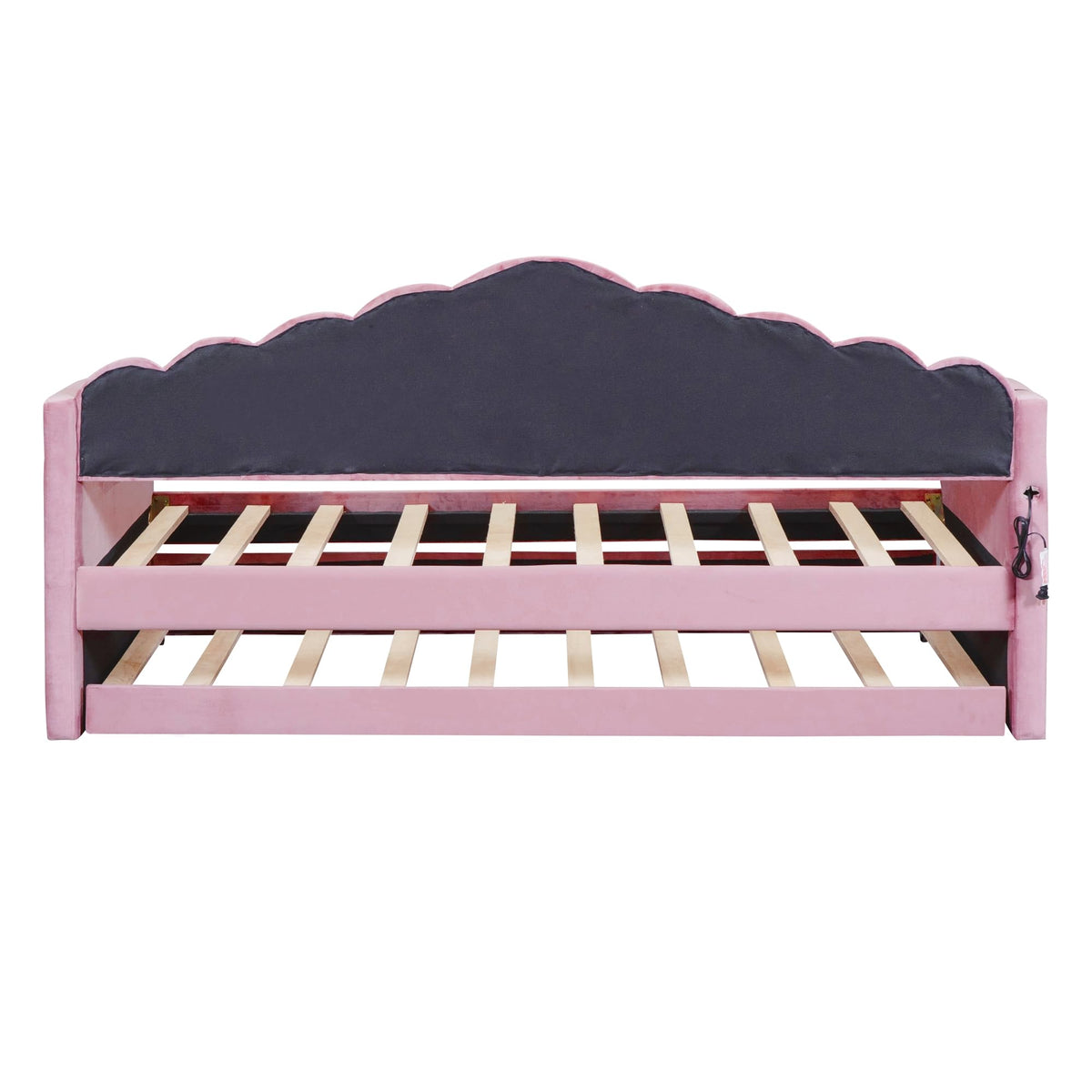 Merax Twin Daybed with Trundle, Upholstered Velvet Sofa Bed with Storage