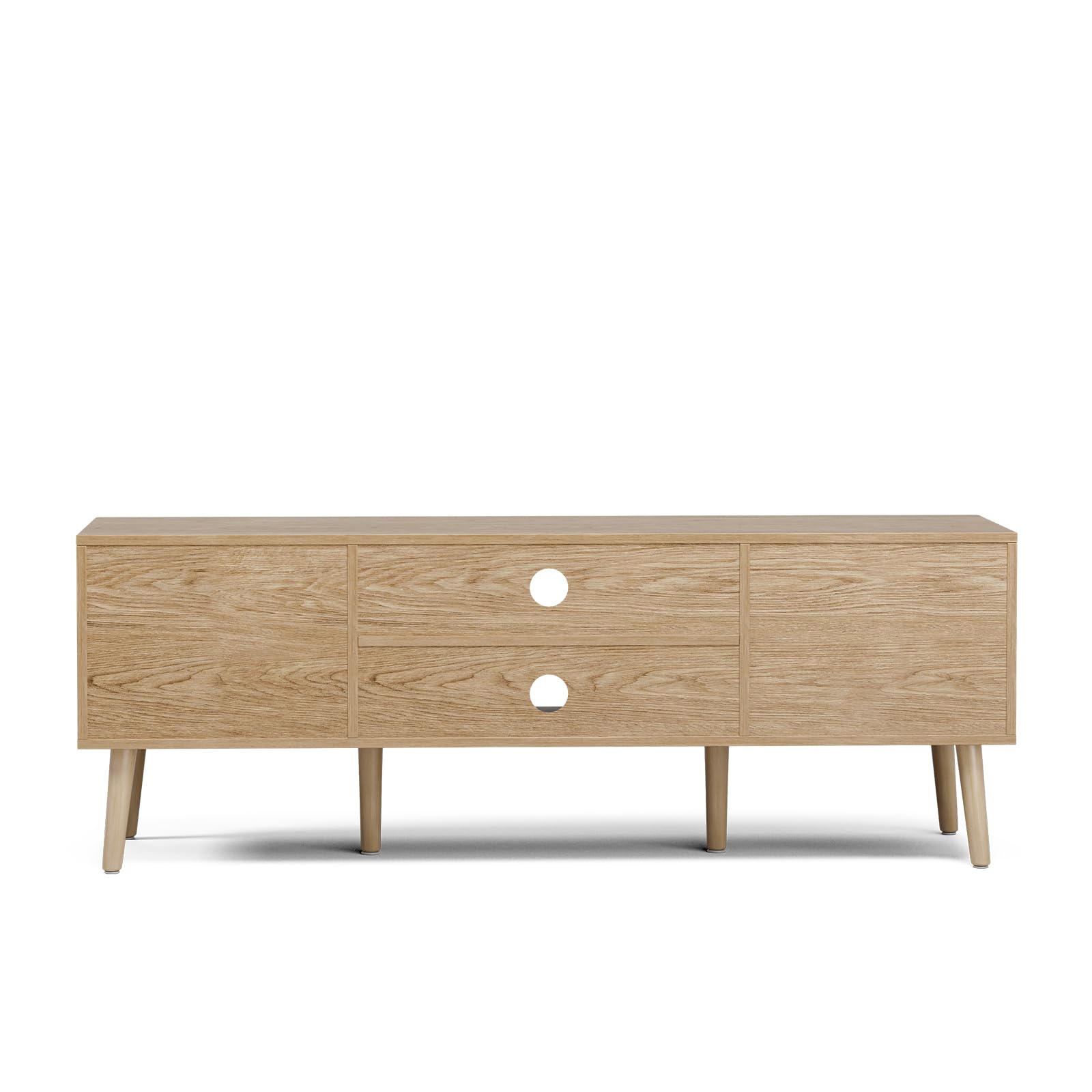 TV Stand with Fluted Door Cabinets & Open Shelves