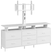 REAHOME 63 Inch 7 Drawers White TV Stand with Mount for 32–75 Inch TVs
