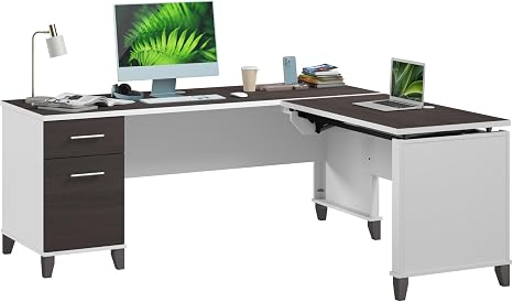 L-Shaped Sit to Stand Desk with Drawers – 72W