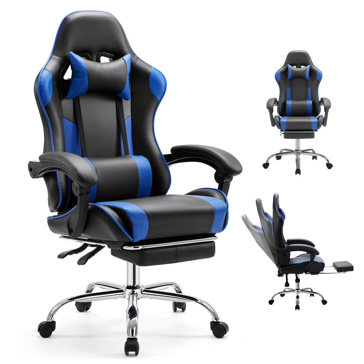 DUMOS Ergonomic Gaming Chair with Footrest, Home Office Desk Chair