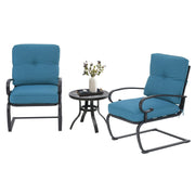 3-Piece Outdoor Bistro Set with Spring Metal Chairs