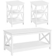 3-Piece Coffee & End Table Set – X-Design with Shelf