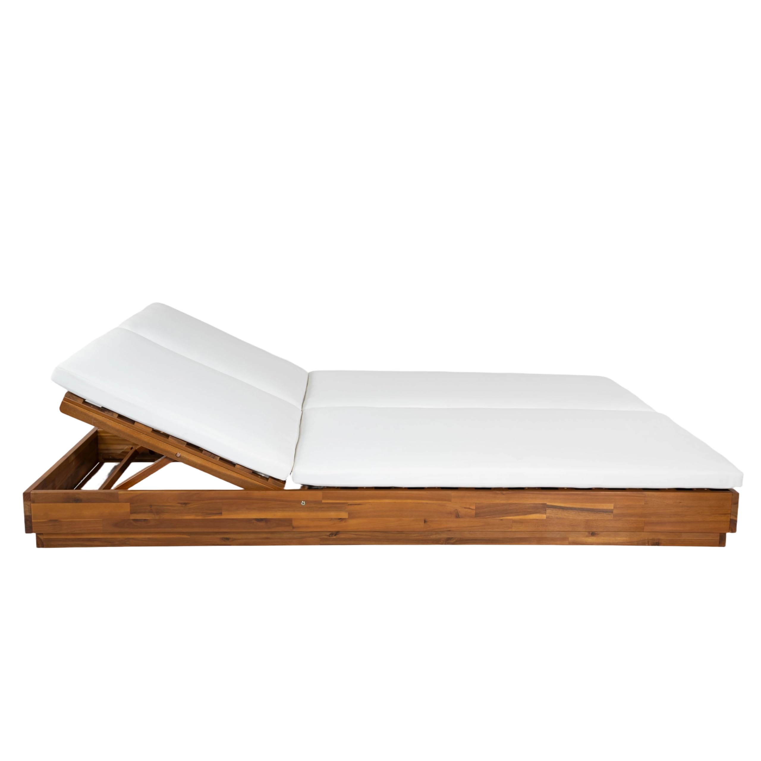 Double Outdoor Chaise Lounge with Cushion & Adjustable Backrest