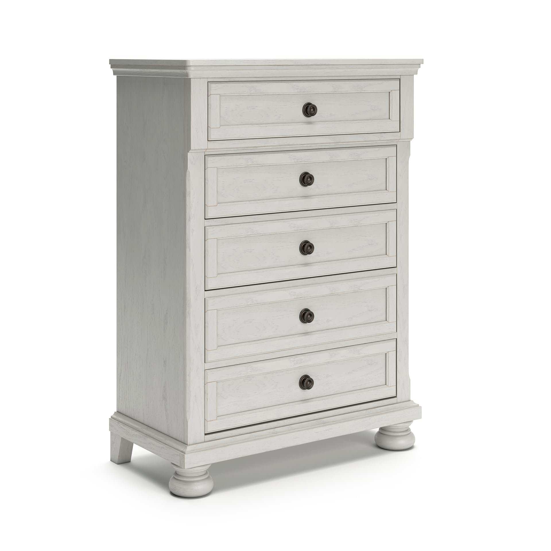 Signature Design by Ashley Robbinsdale Casual 5 Drawer Chest with Felt-Lined Upper Drawer, White