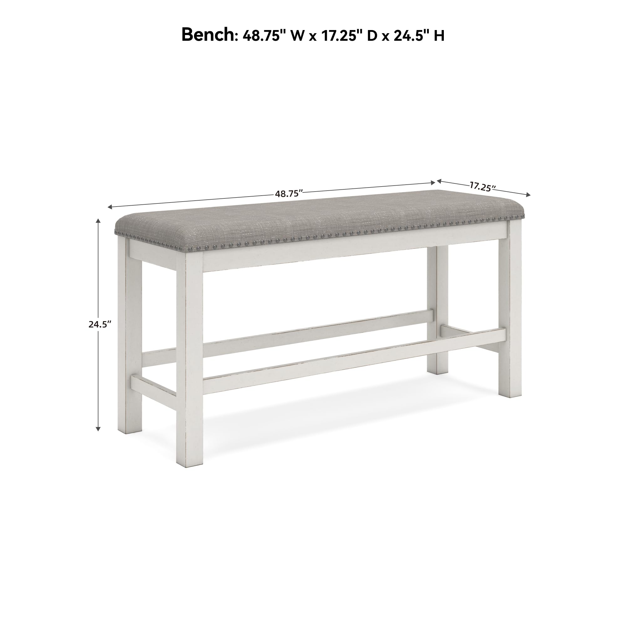 Signature Design by Ashley Robbinsdale 49" Counter Height Dining Bench, Antique White