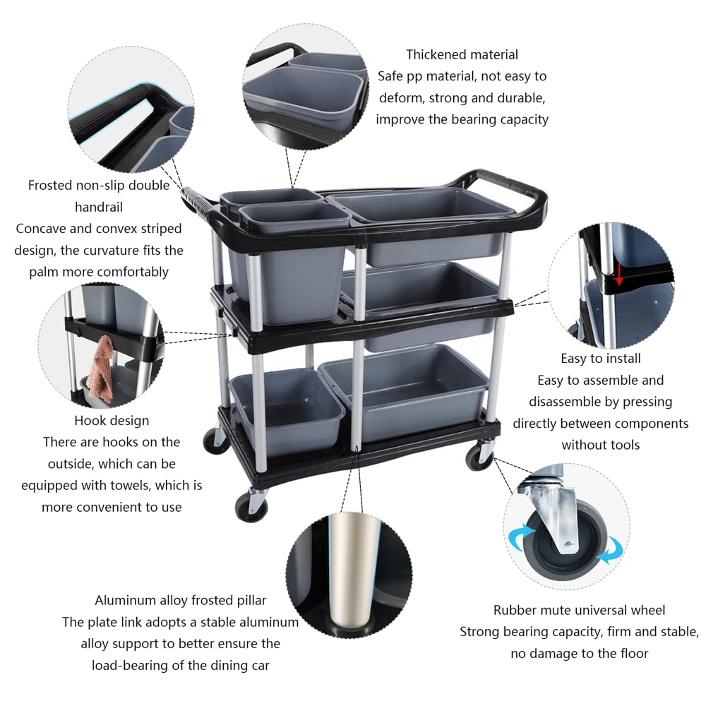 3-Tier Heavy Duty Utility Cart with Wheels