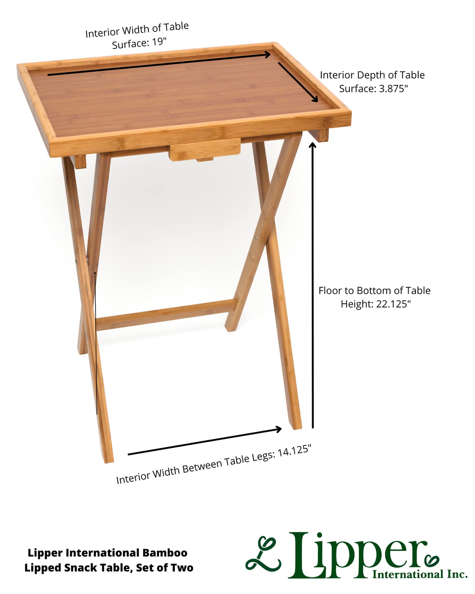 Bamboo Lipped Folding Snack Table