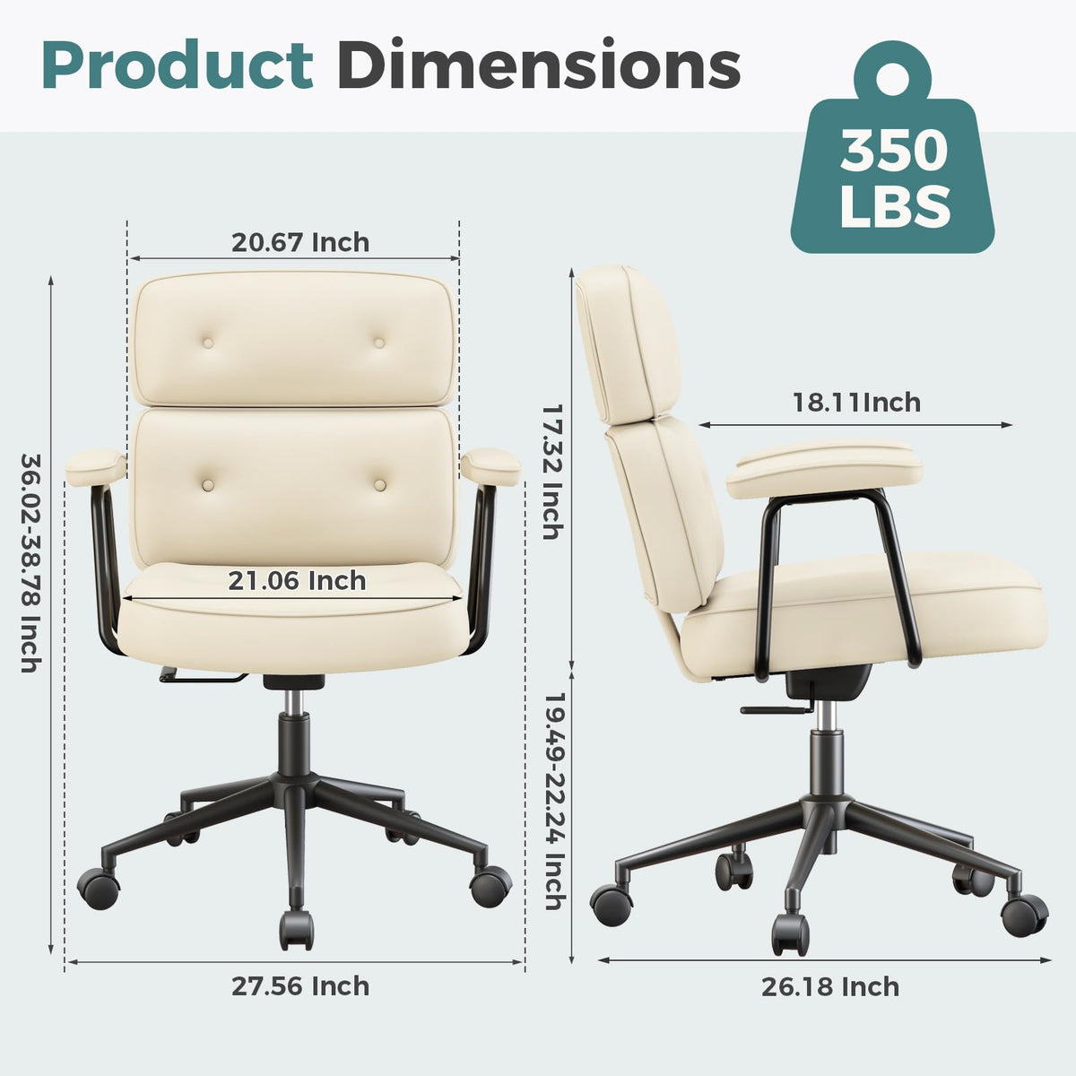 OLIXIS Ergonomic Home Office Desk Chair, PU Leather Computer Chair