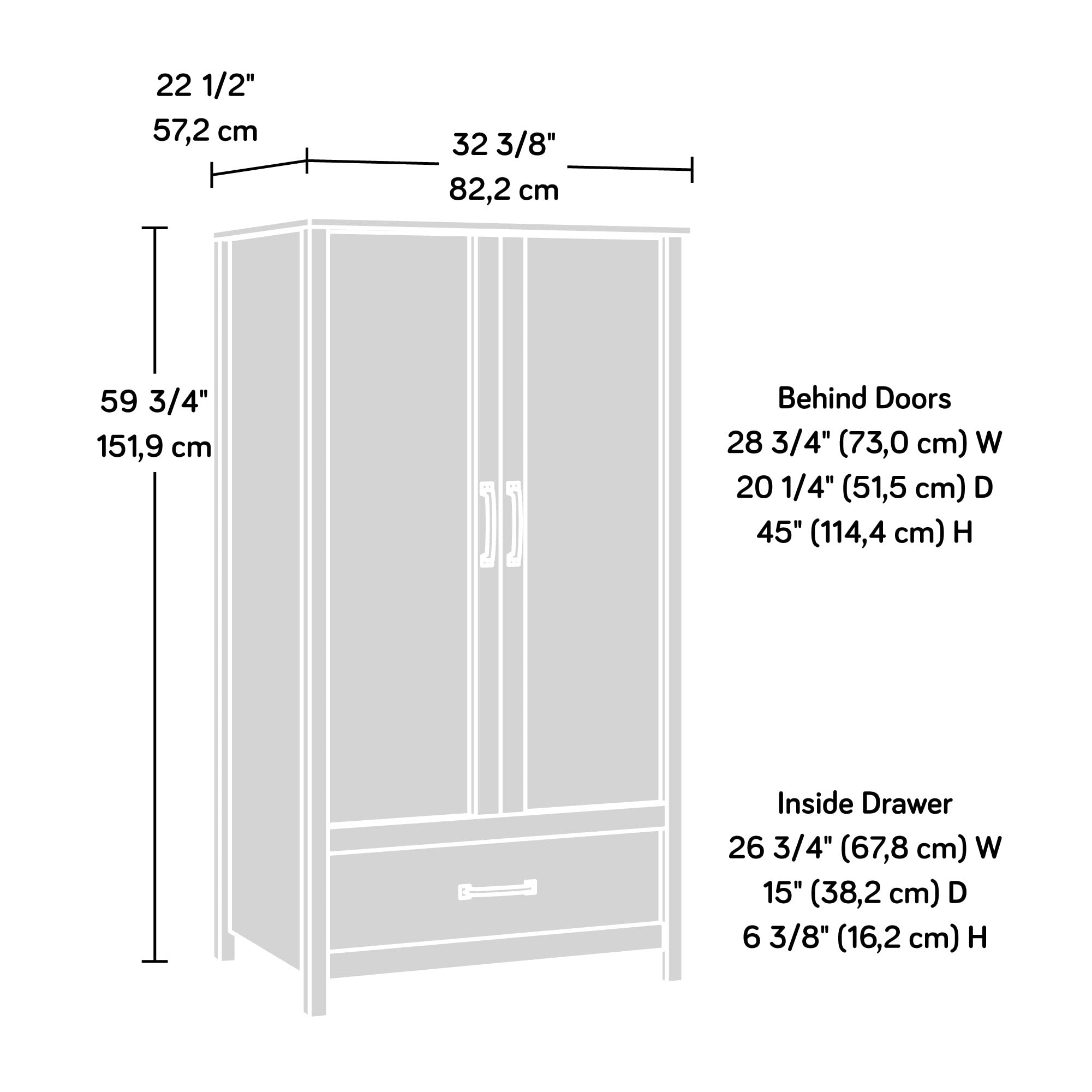 Sauder Cannery Bridge Armoire, L: 32.36" x W: 22.52" x H: 59.80", Sindoori Mango Finish