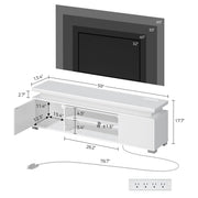 Rolanstar TV Stand with LED Lights & Power Outlet, Modern Entertainment Center for 32/43/50/55/65 Inchs TVs, Table, Universal Gaming Media Stand Storage Cabinet and Large Storage, White