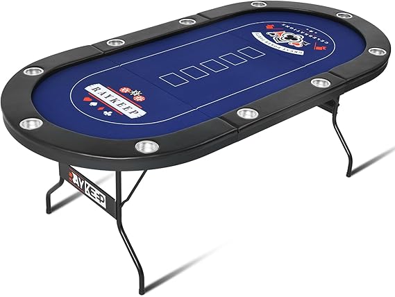 10-Player Folding Poker Table with Cup Holders & Padded Rails