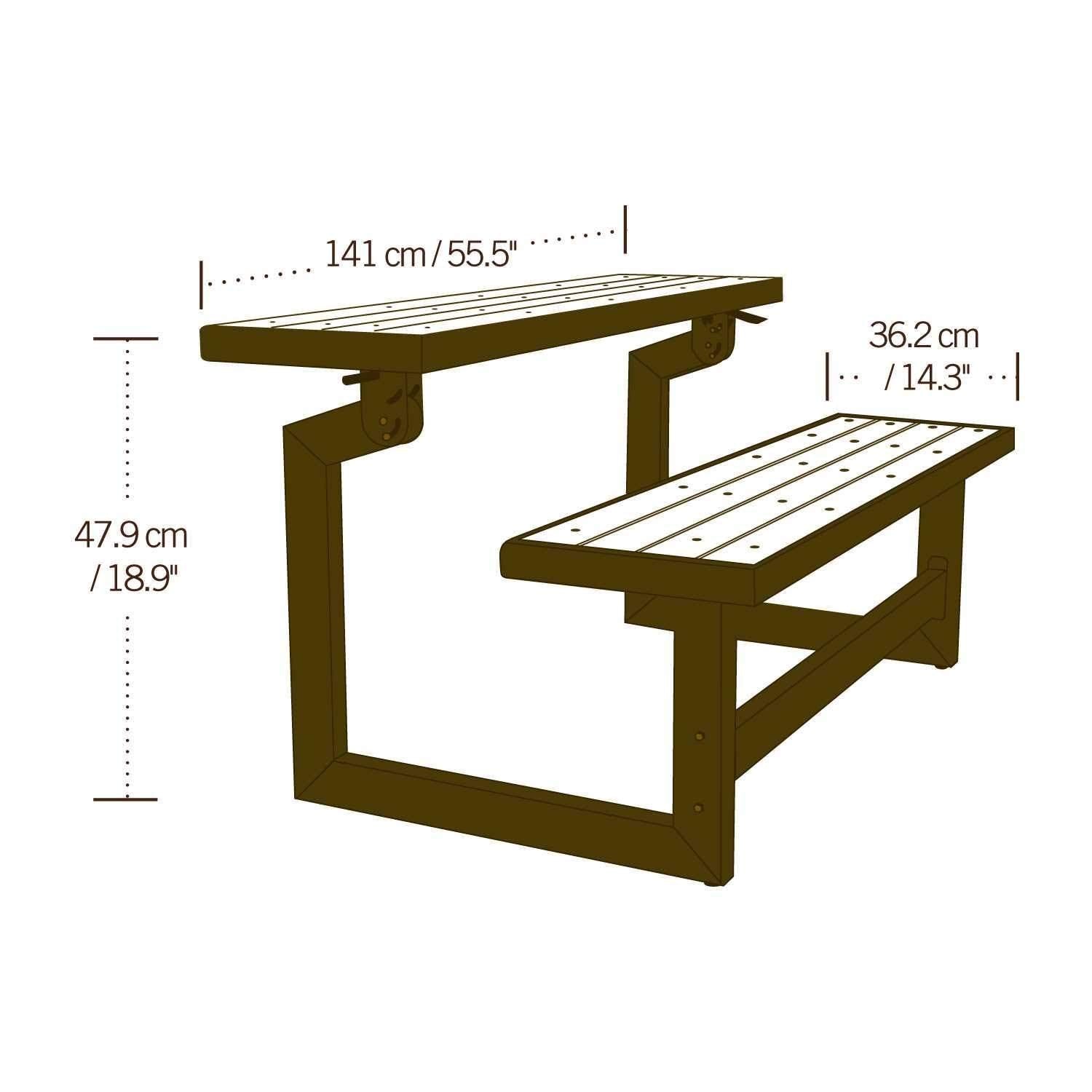 Convertible Bench Table – Faux Wood, Weather-Resistant