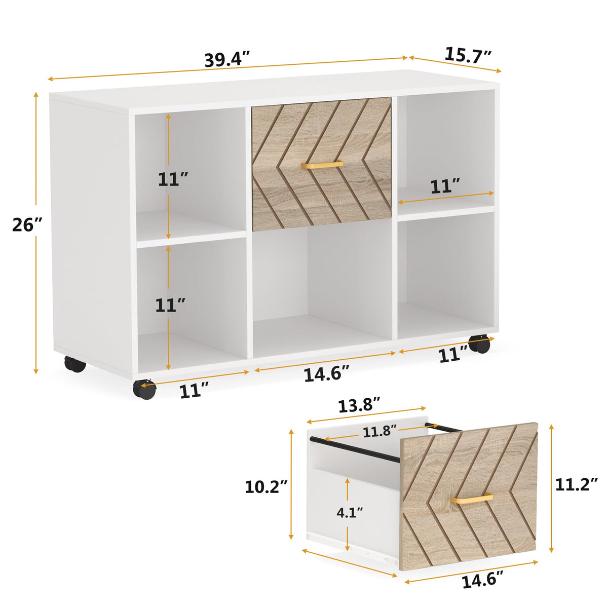 2-Drawer Rolling File Cabinet