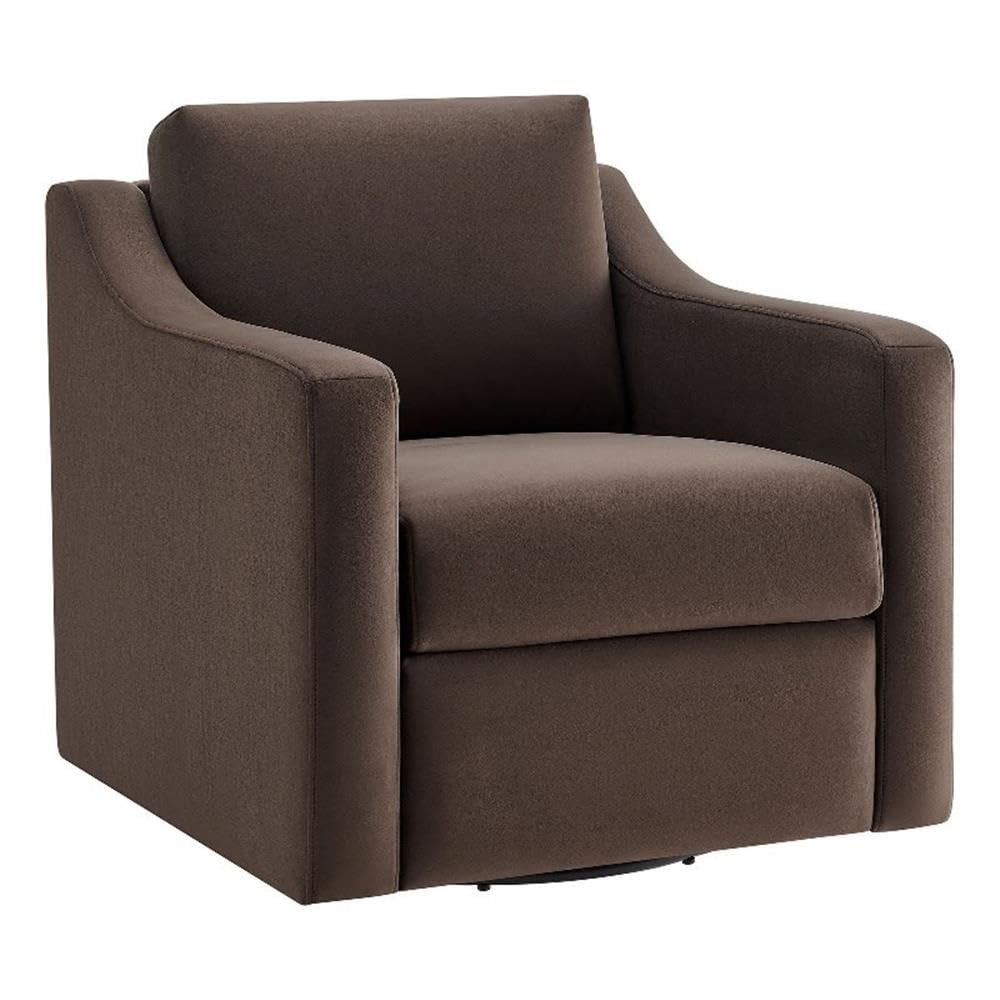Modway Liora Performance Velvet Swivel Accent Chair in Chocolate Comfortable Stain-Resistant Velvet Armchair with Curved Armrests for Living Room, Bedroom, Reading Nook