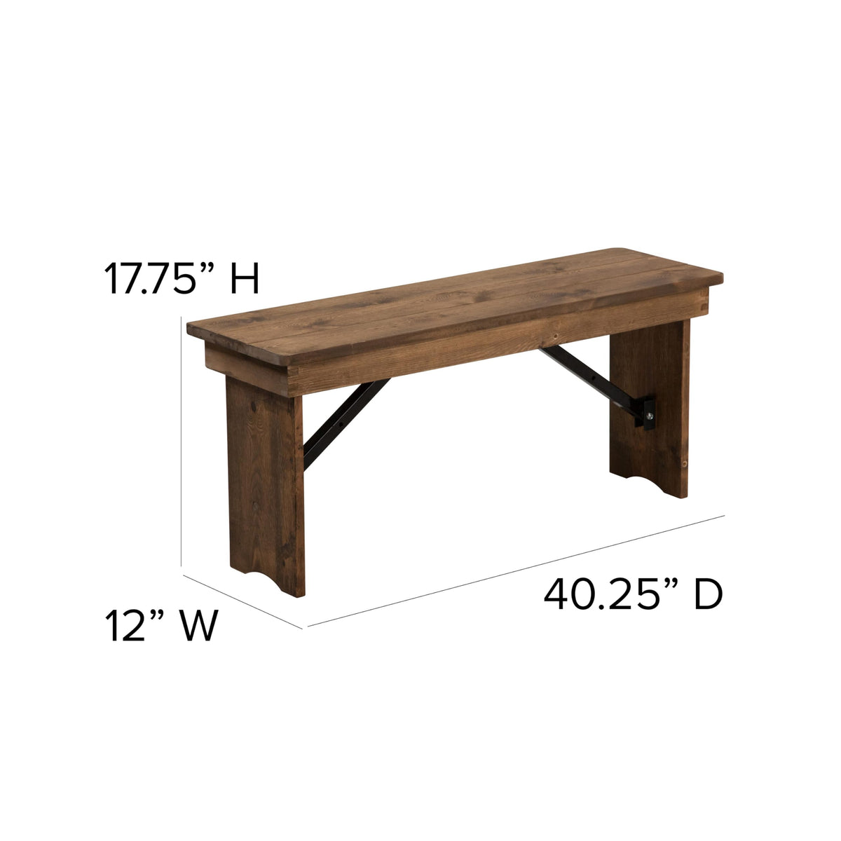 Rustic Pine Folding Dining Bench