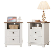 Farmhouse Nightstand Set of 2 with Charging Station