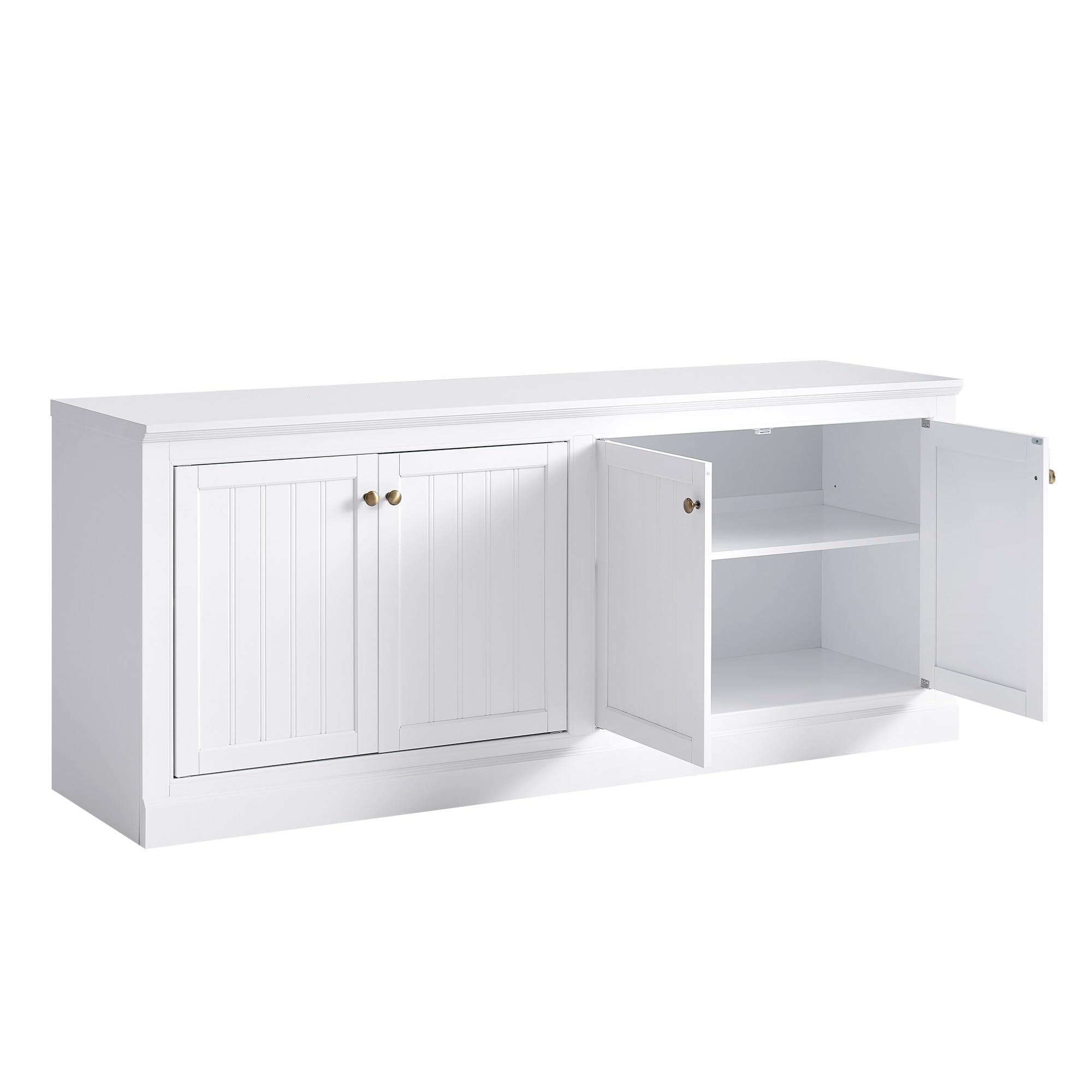 AMERLIFE 72" Farmhouse Sideboard Buffet Cabinet with Barn Doors, Storage Console Table with Adjustable Shelves, Coffee Bar/TV Stand for Living Room, Kitchen, Entryway, White