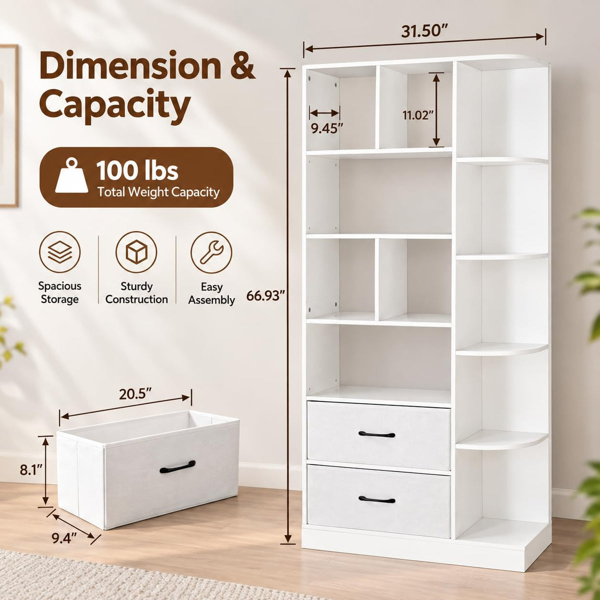 Corner Bookshelf with Drawers