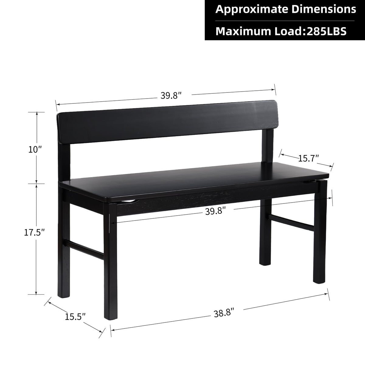 Black Wood Spindle Back Bench