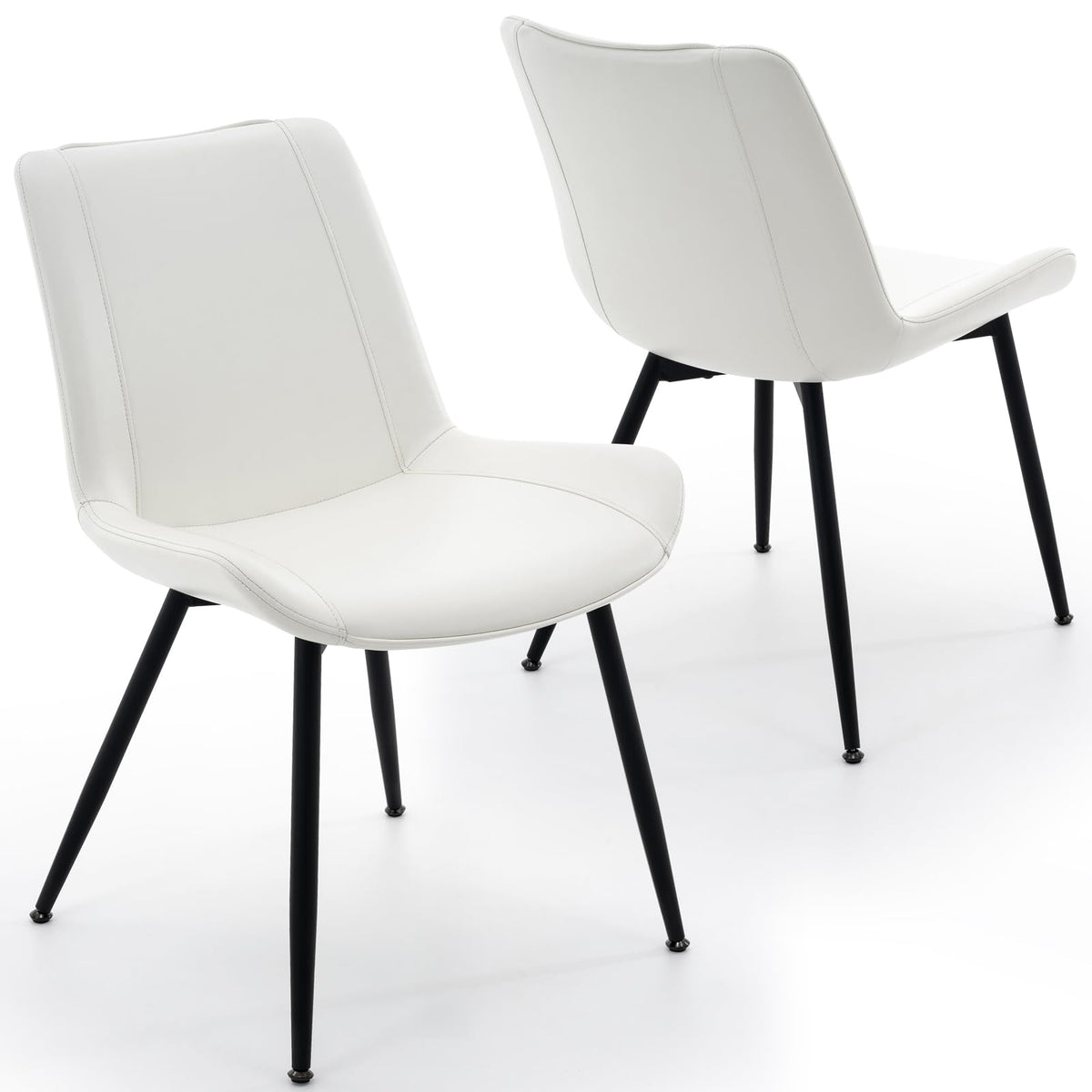 Pearl White Faux Leather Dining Chairs, Set of 2