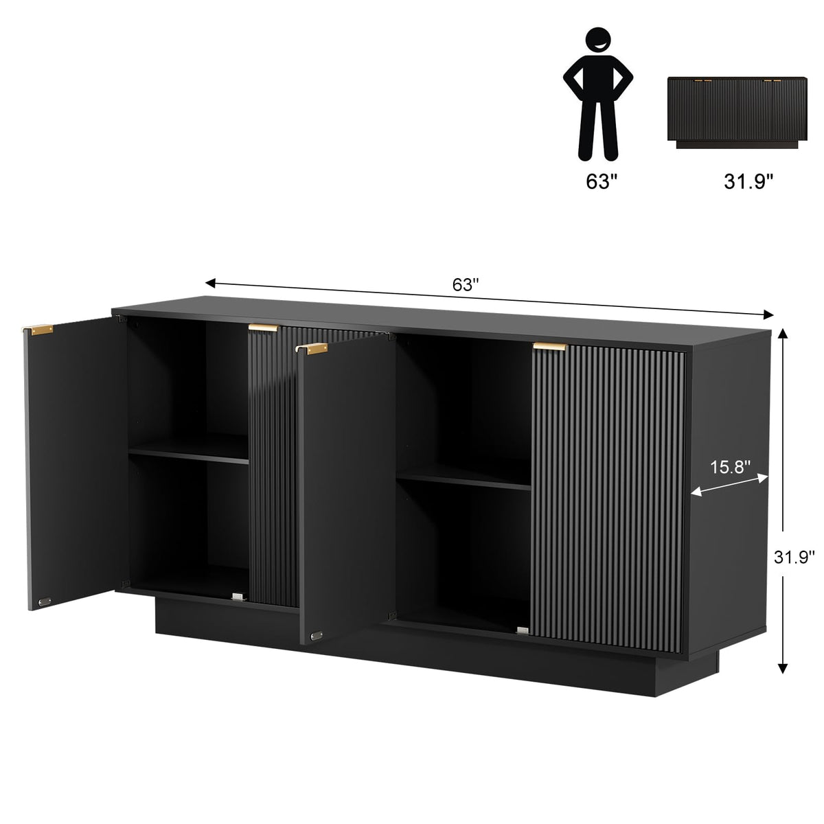 Black Fluted Sideboard