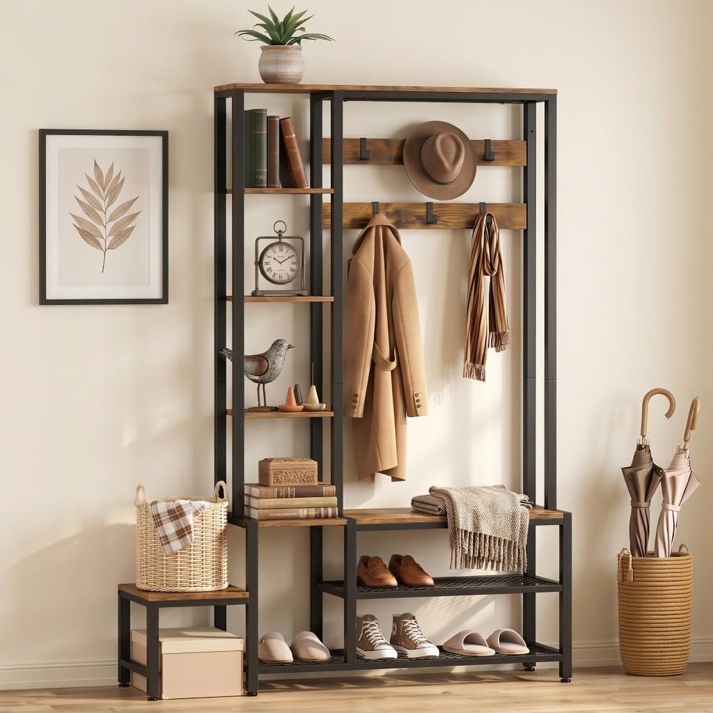 Hall Tree with Shoe Bench