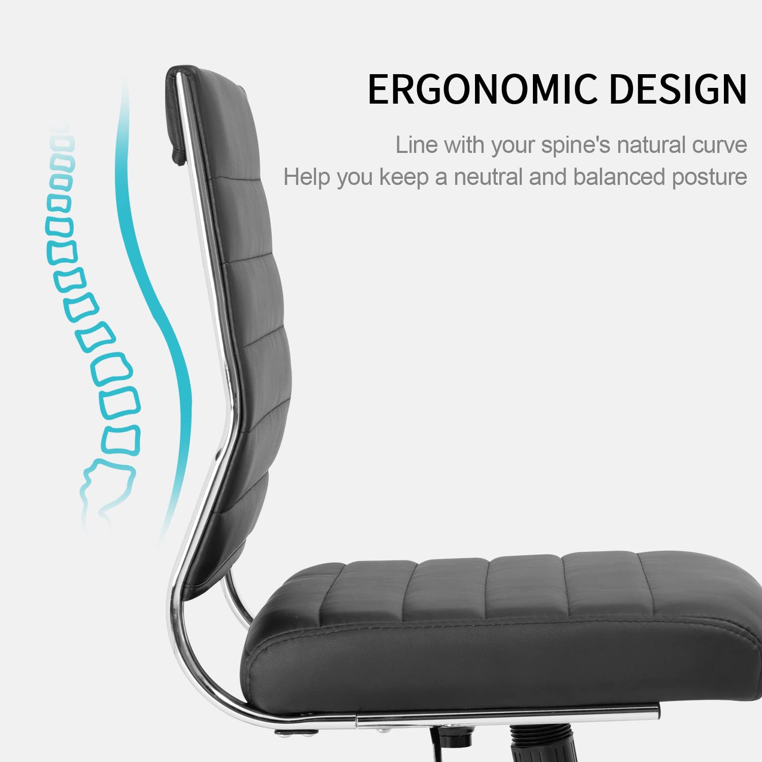 Armless Mid-Back Ergonomic Swivel Office Chair