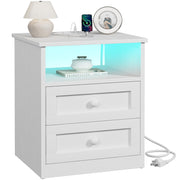 Nightstand with Charging Station & LED Lights